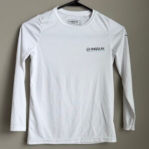 Kids Magellan Outdoors White Long Sleeve Performance  Shirt with Sleeve Graphic